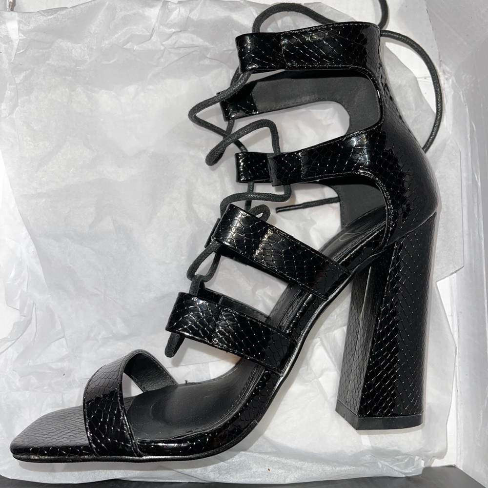 Missguided Croc pattern block heels